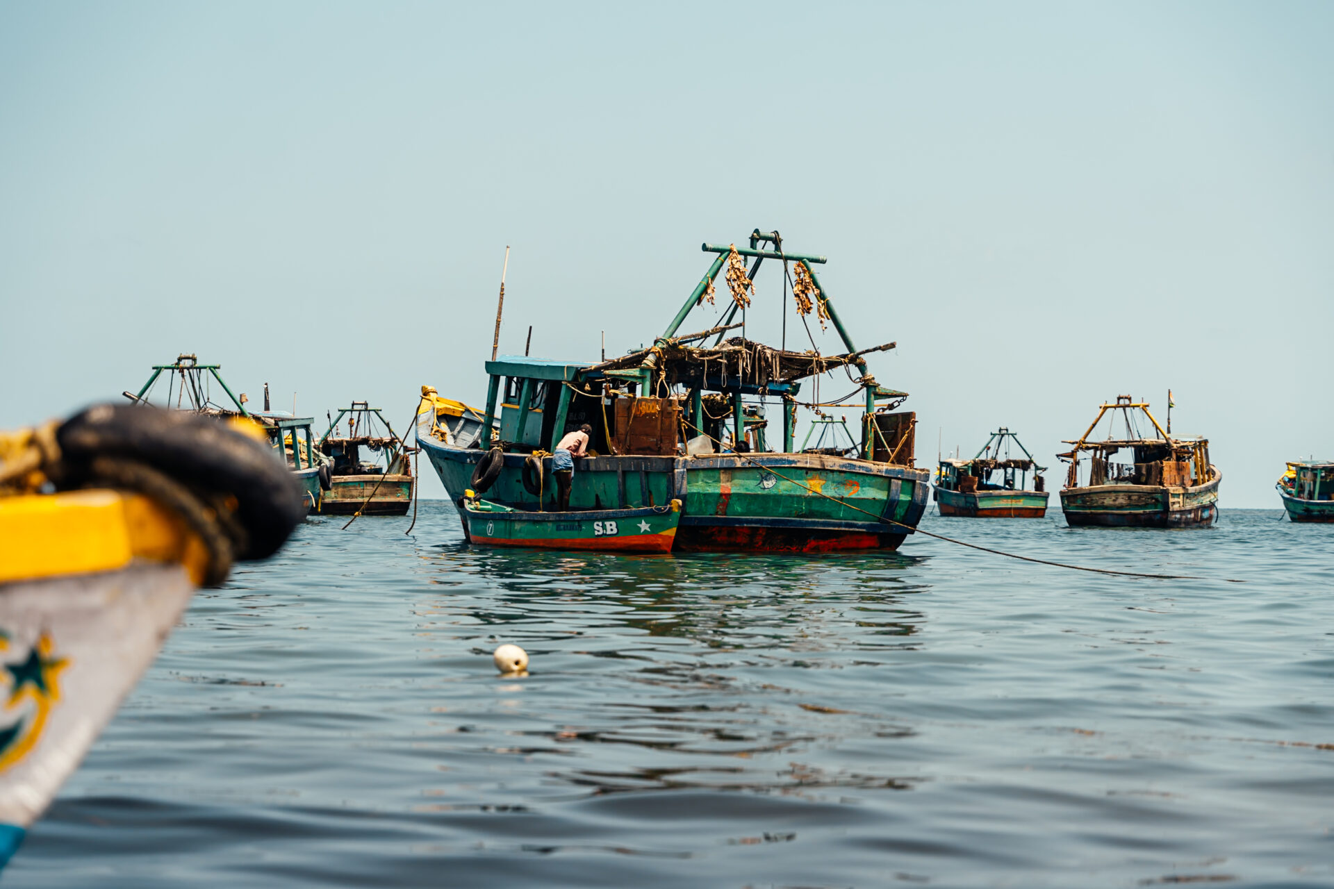 Fishermen at sea in India. Photography by Theo Jumeau for DHAN Foundation and EMA 2025